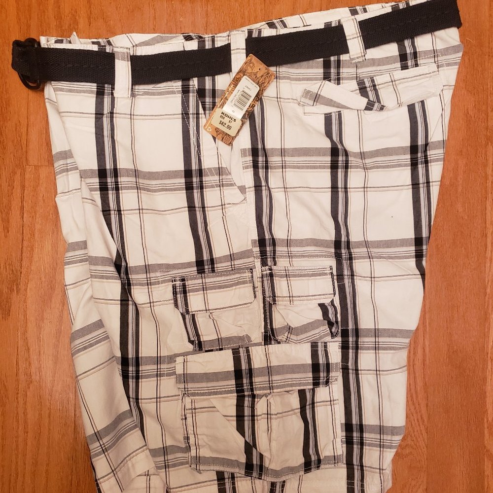 Lee Plaid Cargo Flat COTTON SHORT & Belt 48" Big